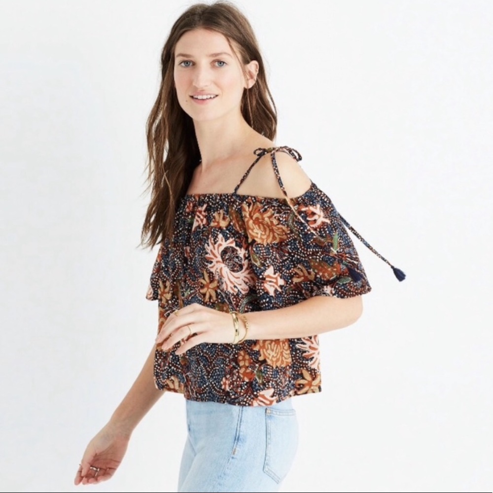 Madewell Silk Cold Shoulder Top